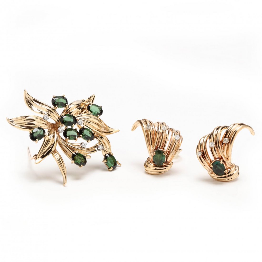 14KT Gold, Green Tourmaline, and Diamond Suite (1 of 5)
