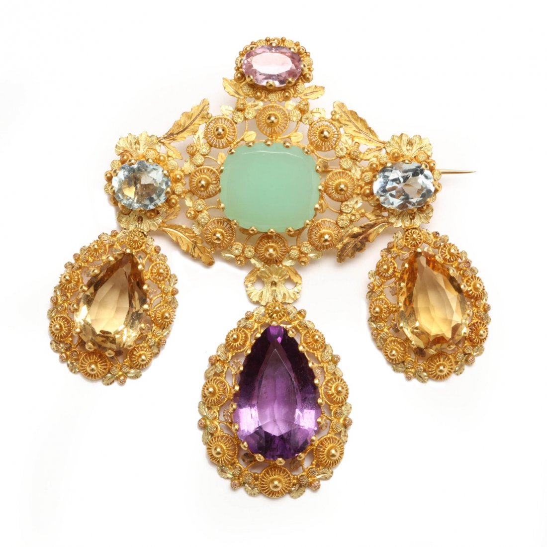 Antique Gold Cannetille and Gem Set Brooch (1 of 3)