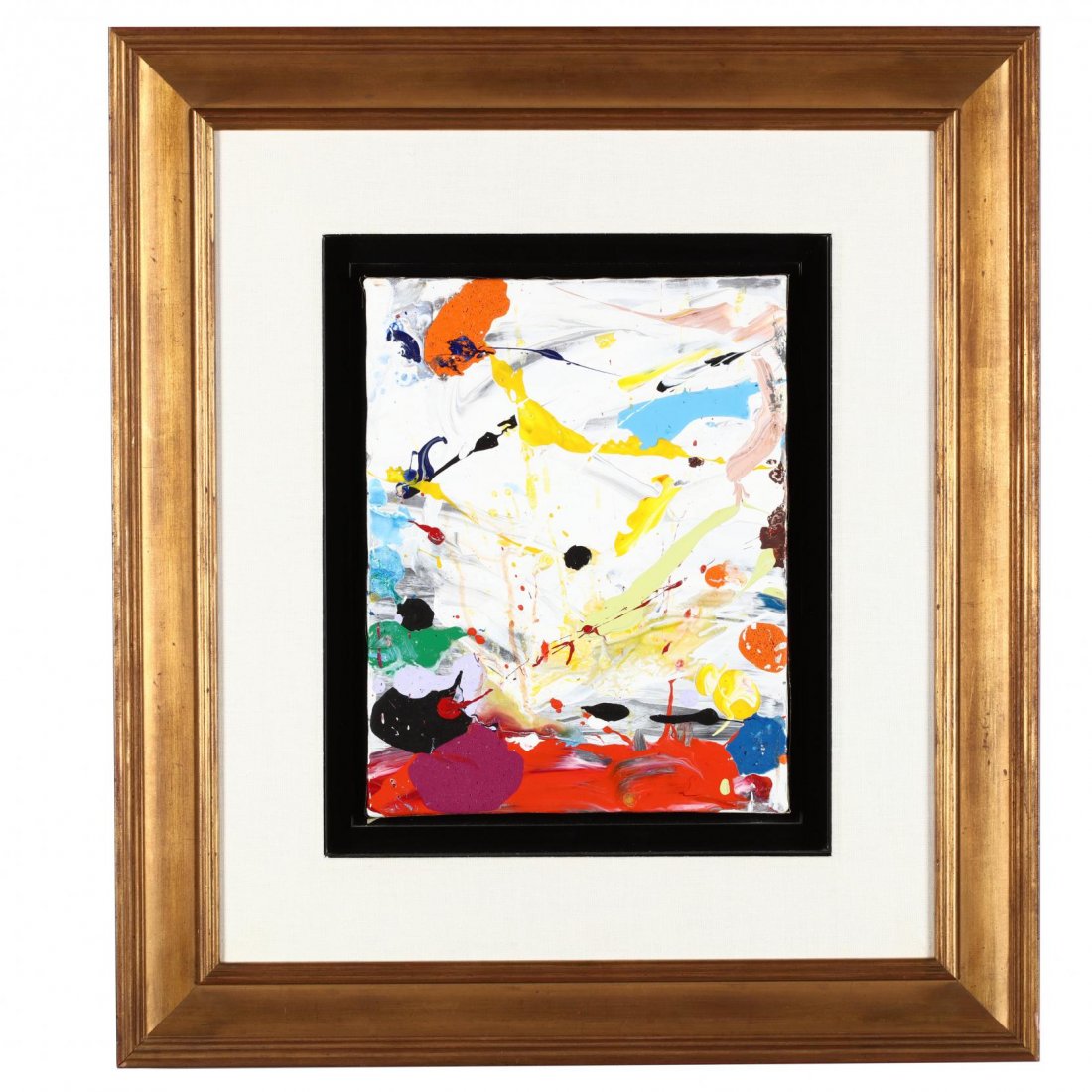 John Seery (NY/OH/MA, b. 1941), Clouds and Sun: acrylic on canvas, signed and dated 1983 on the verso, presented in a gilt frame with wide linen mat and black filet. Image 14 x 11 in.; DOA 27 x 24 in. Hokin Gallery, Palm Beach, FL