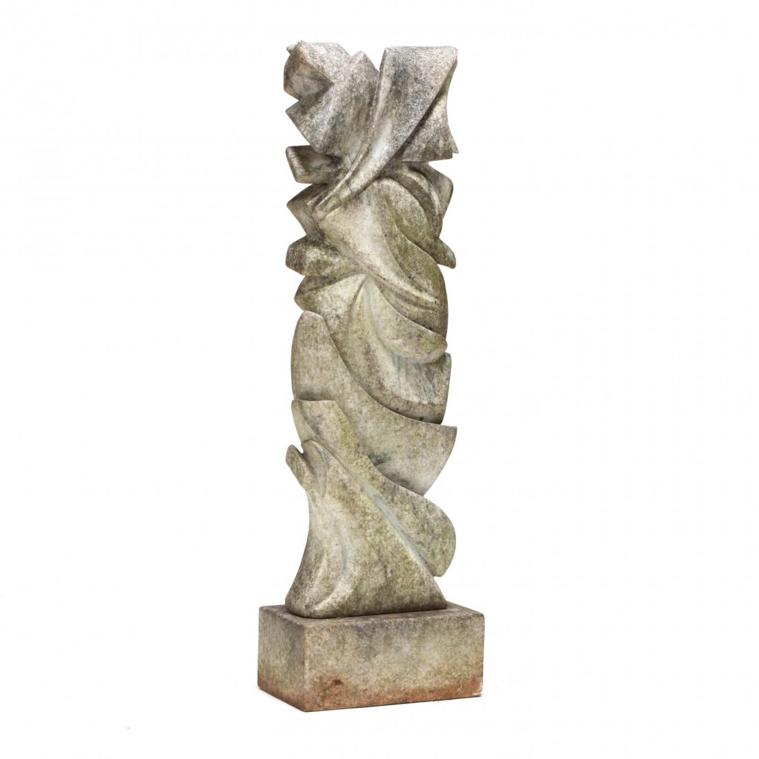 William Moore (NC), Garden Sculpture: carved marble, two part form with inner support bar, appears to be unsigned. 47.5 in.