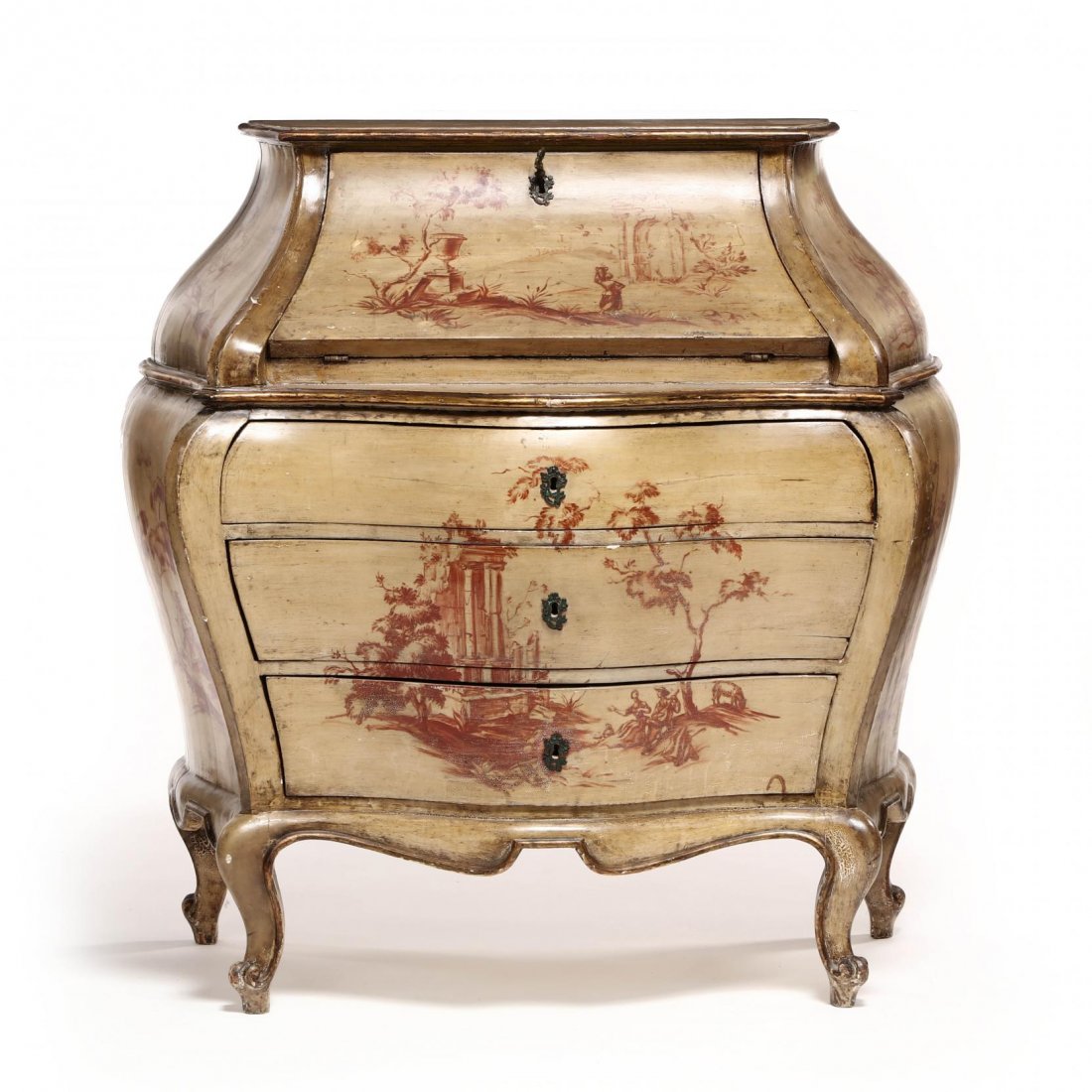 Italianate Polychrome Decorated Bombe Commode (1 of 8)