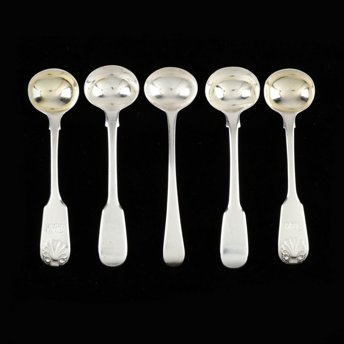 Five 19th Century English Silver Master Salt Spoons (1 of 3)