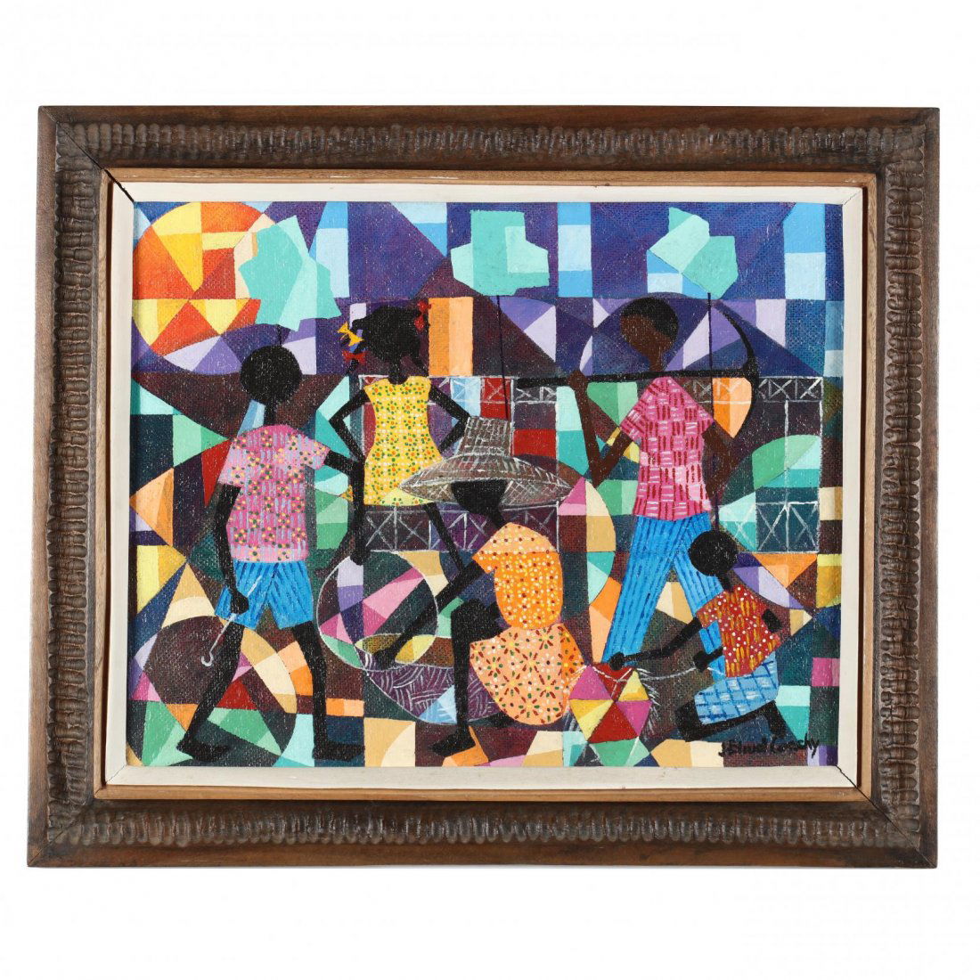 Jean Coach (Haitian, 20th Century), Cubist Style Genre (1 of 3)