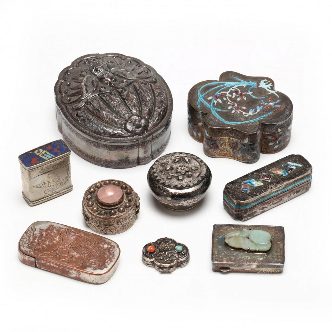 Collection of Nine Chinese and Japanese Silver Boxes (1 of 9)