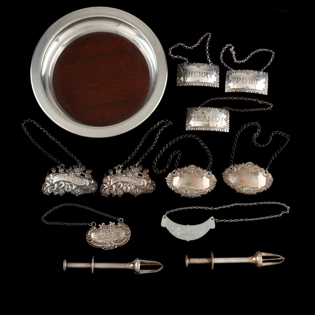 Group of Silver and Pewter Bar Accessories (1 of 5)