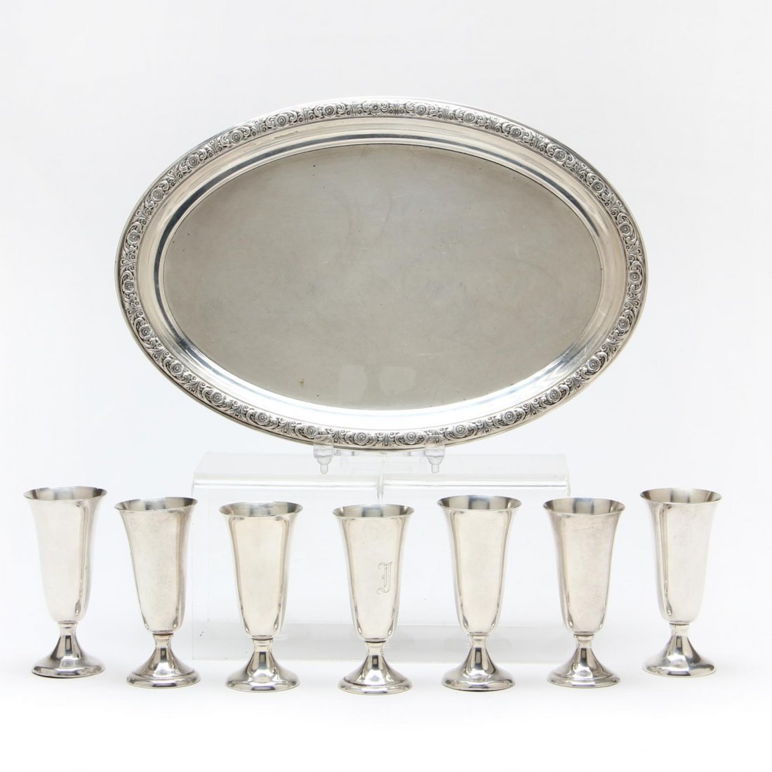 An Assembled Sterling Silver Cordial Set (1 of 6)