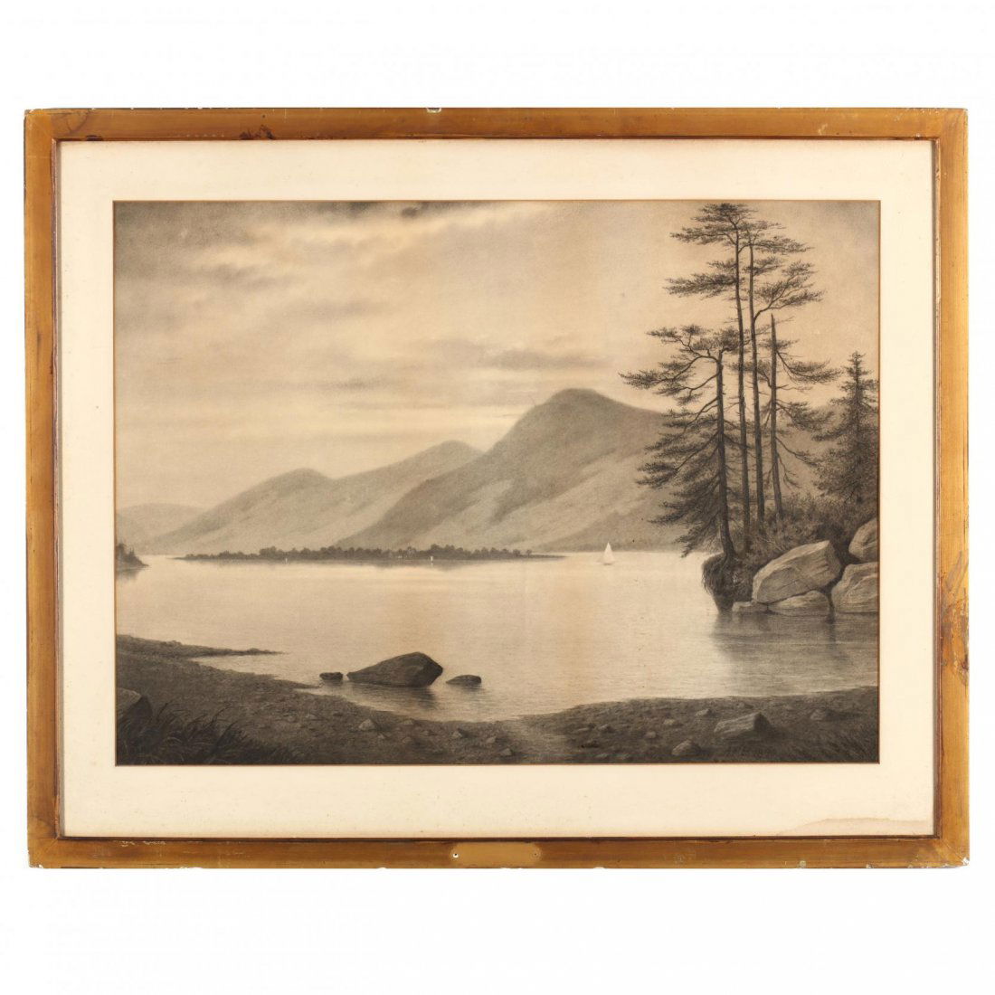 A Hudson River School Landscape Drawing, Dated 1890 (1 of 3)