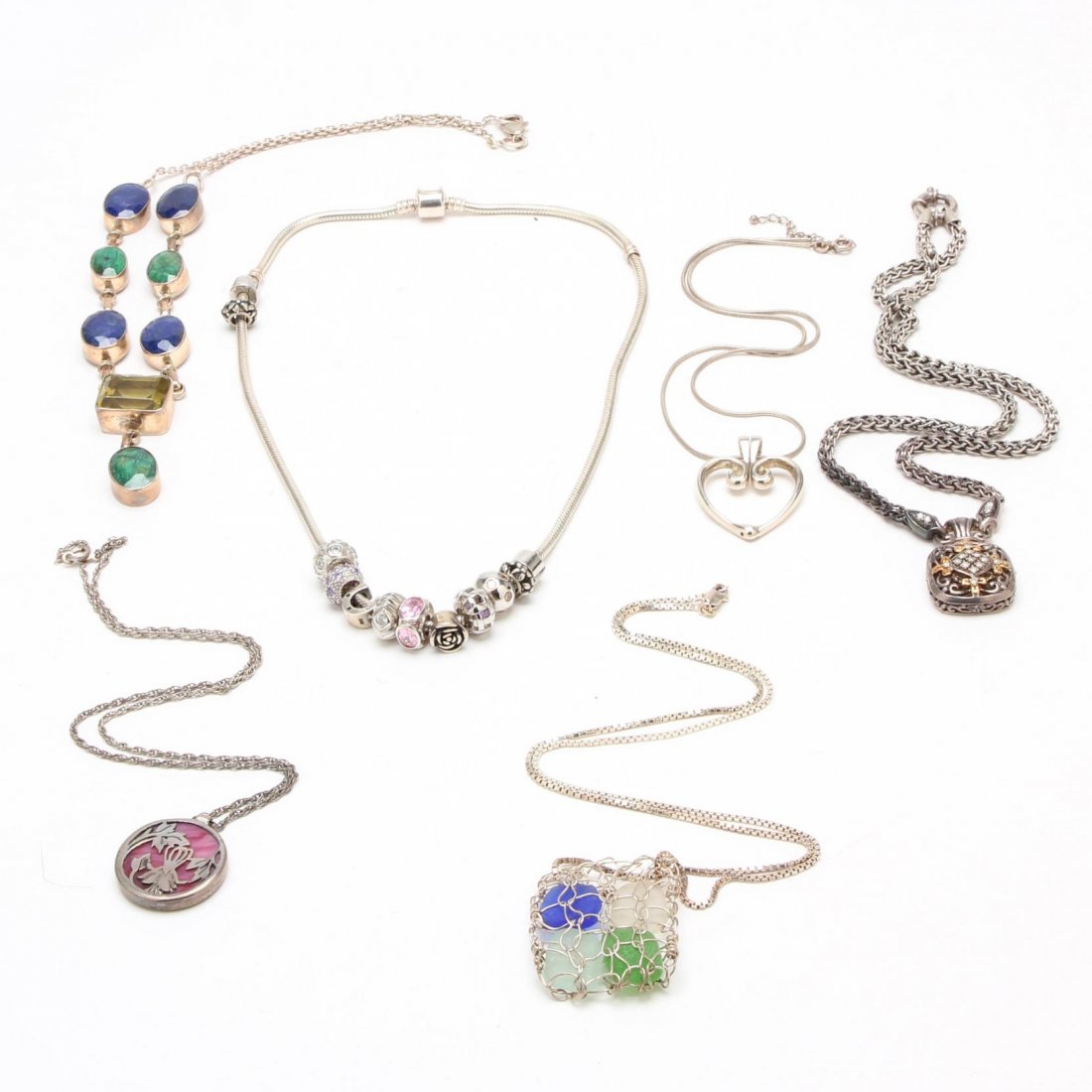 Six Sterling Necklaces (1 of 2)