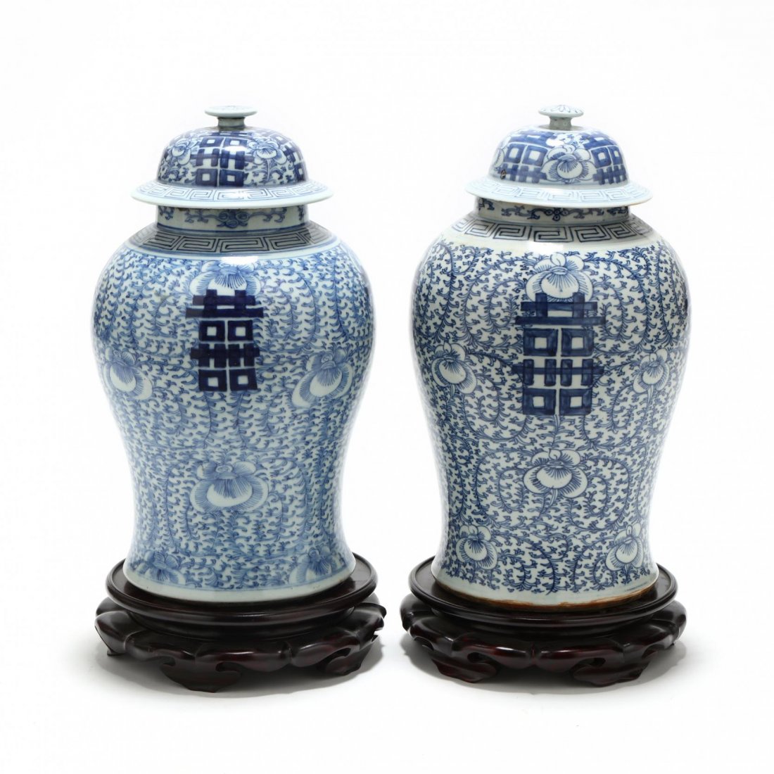Matched Pair of Double Happiness Temple Jars (1 of 8)