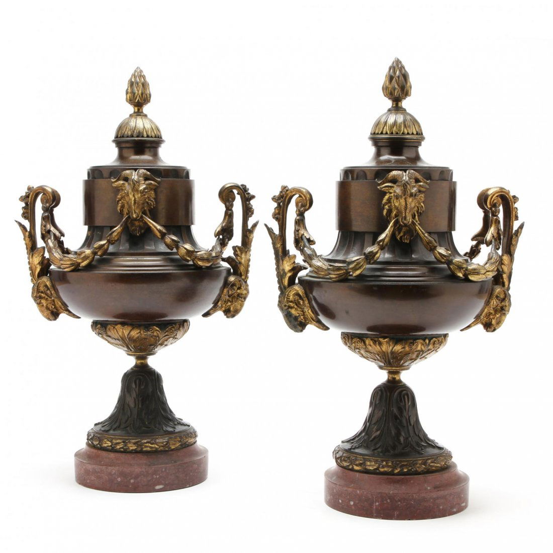 A Pair of Louis XVI Style Patinated Covered Bronze Urns (1 of 4)