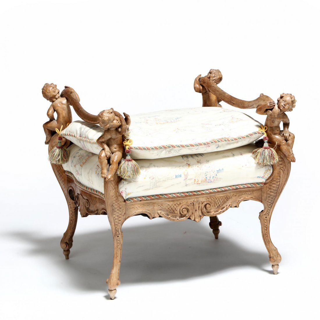 Continental Rococo Style Carved Stool (1 of 3)