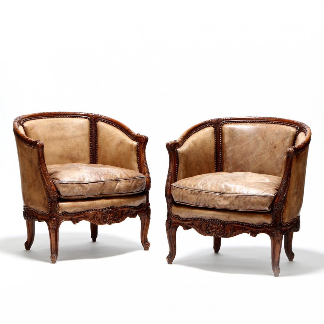 Pair of Louis XV Style Carved Bergeres (1 of 5)