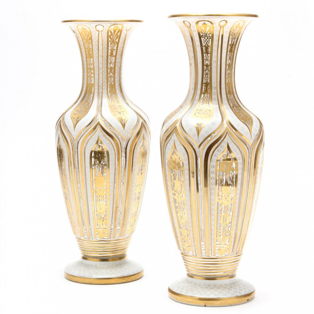 Pair of Bohemian Cut to Clear Vases (1 of 6)