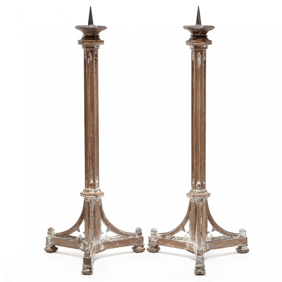 Pair of Tall Carved Gothic Candlesticks (1 of 4)