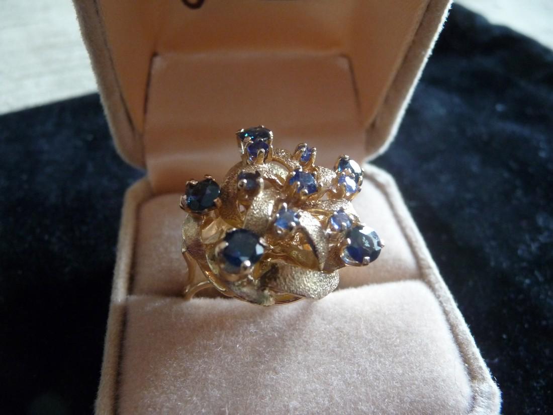 BLUE SAPPHIRES 14K COCKTAIL RING (1 of 9)