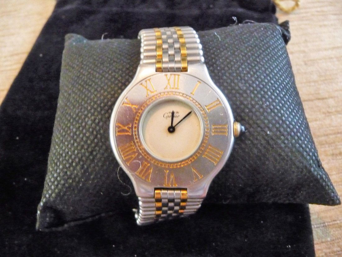 CARTIER 18K/ S.S. BRACELET WATCH 32 MM WIDE (1 of 8)