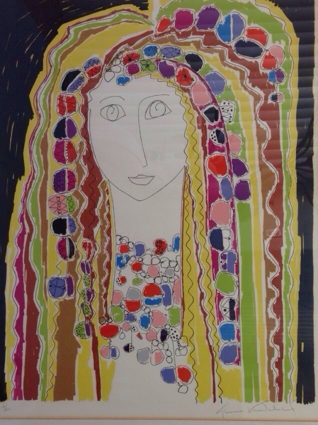 GLORIA VANDERBILT PAINTING: Original Gloria Vanderbilt watercolor painting, signed , Victoria Vanderbilt . 22" length , 29.5" h painting only without frame Estimate $1000-1200