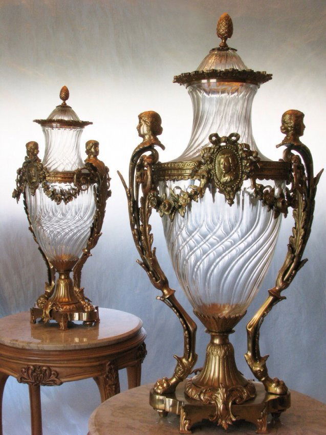 A LARGE PAIR OF SIGNED BACCARAT VASES