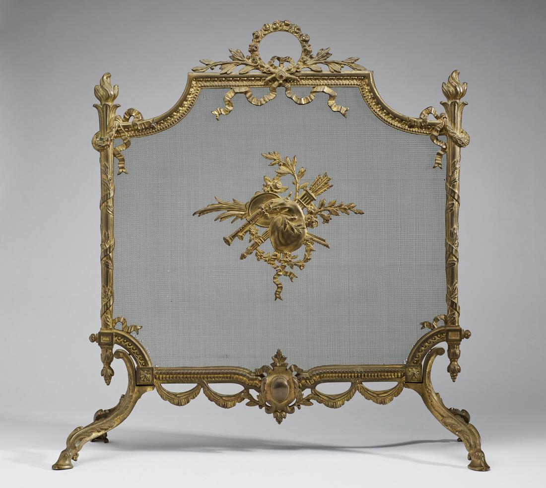 French Neoclassical Gilt Bronze 19C Fire Screen (1 of 6)