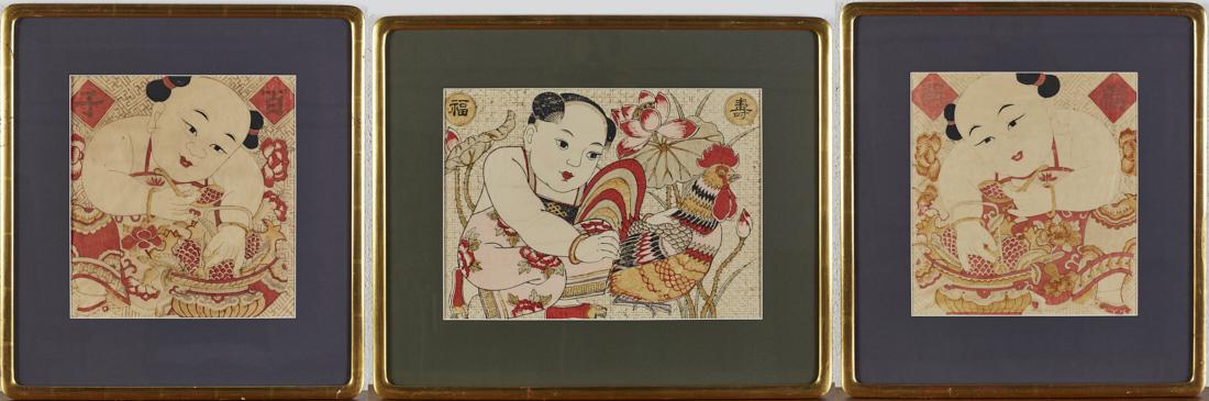 Three Large 19C Chinese Children Woodblock Prints (1 of 10)