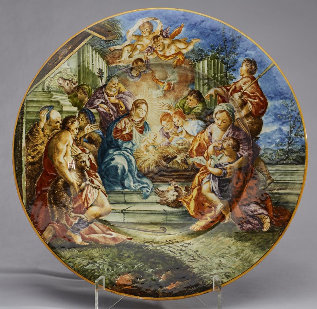 Italian 19C Pesaro Majolica Manger Scene Charger (1 of 4)