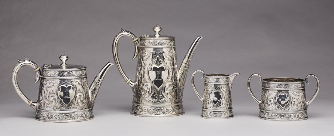 English 19C Sterling Silver Coffee and Tea Service (1 of 20)