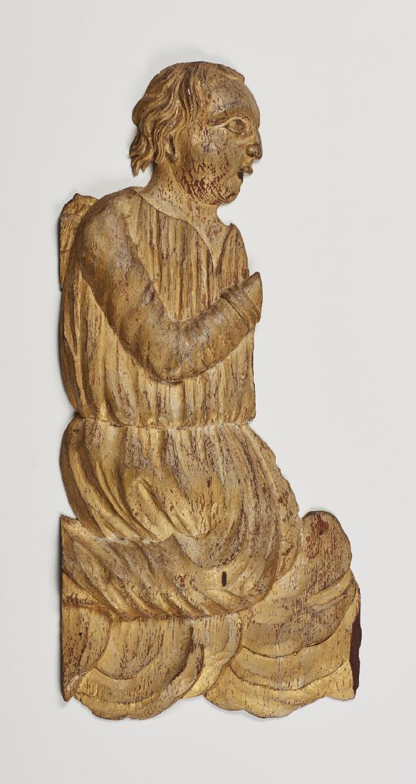 Oak Carved Gilt 19C Praying Monk or Early Angel (1 of 6)