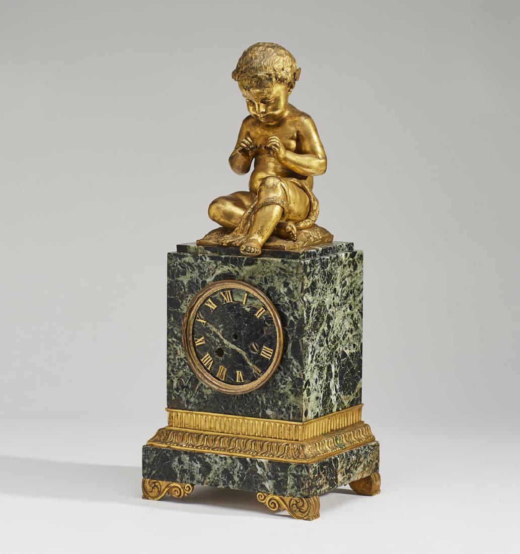 French 19C Marble and Gilt Bronze Boy Clock (1 of 9)