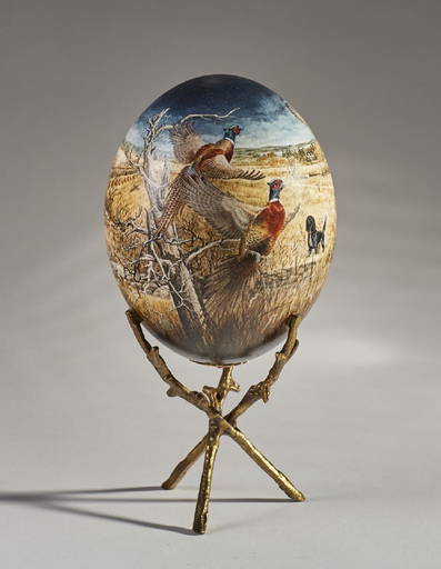 Hand Painted Scene South African 20c Ostrich Egg