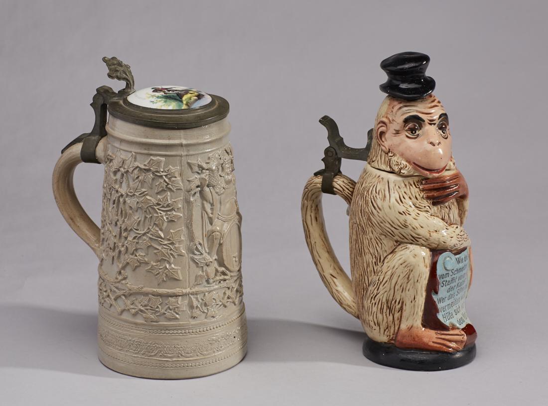 Pottery 19C Character Stein Monkey King Gambrinus (1 of 7)