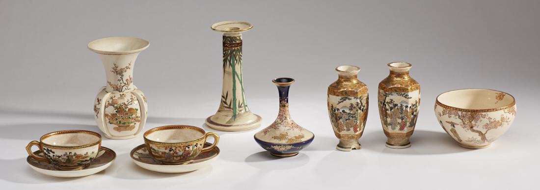 Group of 8 Japanese Satsuma Pottery Pieces (1 of 6)