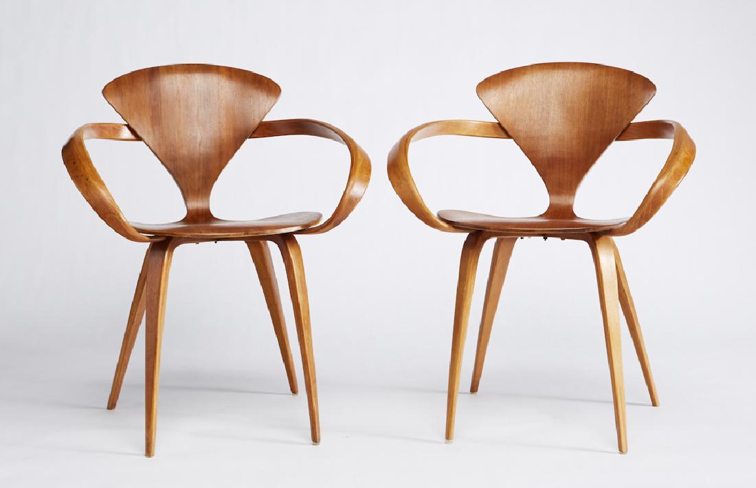 Pair Norman Cherner Mid Century Armchairs Chairs