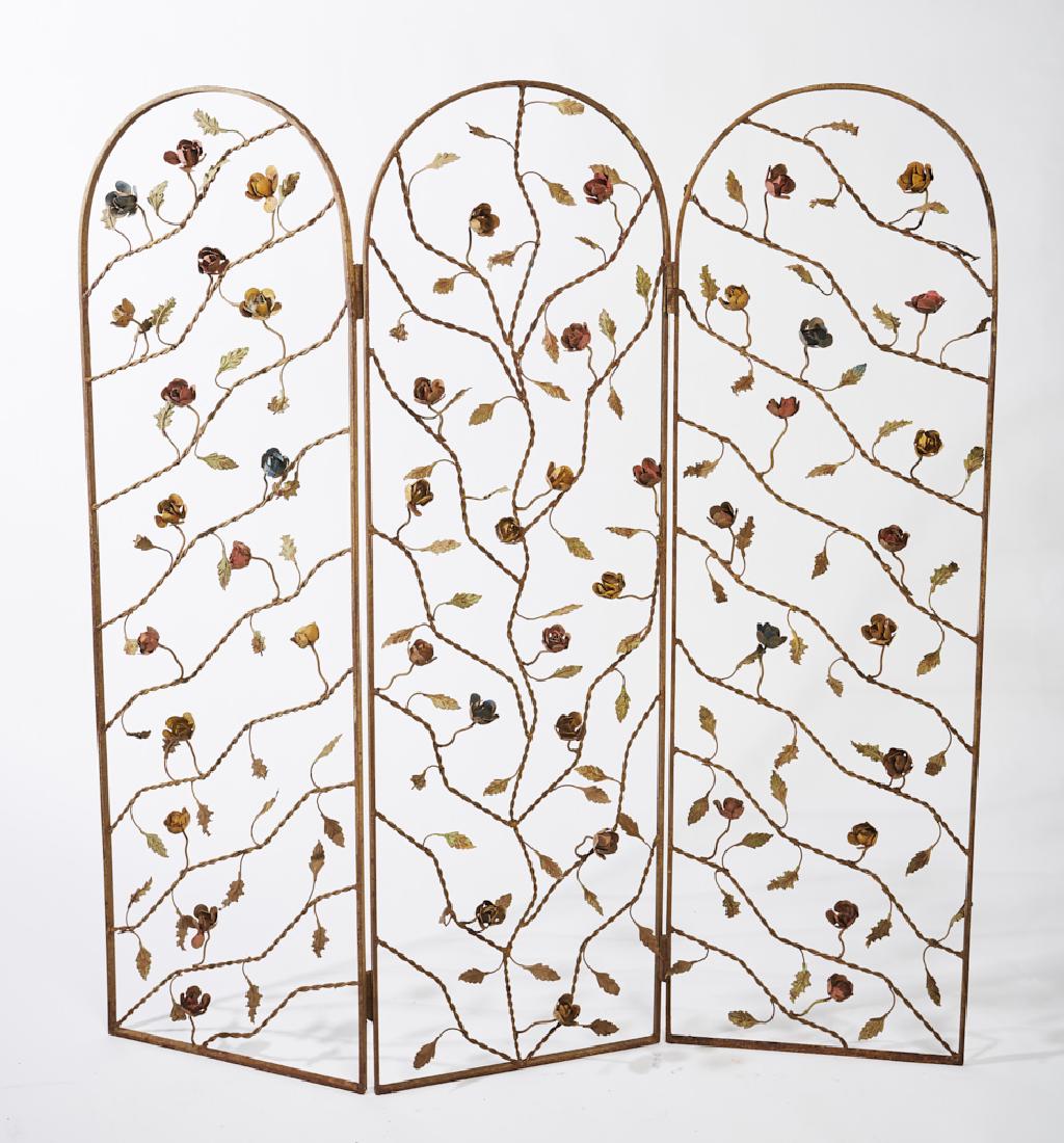 Wrought Iron Ornate Floral Folding Garden Screen