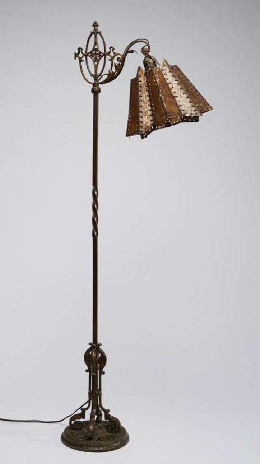 Art Nouveau 1910 Brass Cast Iron Floor Lamp