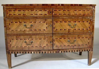 Italian 19C Neoclassical Inlaid Cabinet 3 Drawer