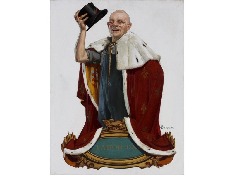 ELBERT M. JACKSON (American, 1896-1962) Painting: ELBERT McGRAN JACKSON (American, 1896-1962) "Labor Day" oil on linen, unframed. Signed lower right E.M. Jackson. Measures 30" x 23" Good condition, with light scattered inpainting on bottom. Elbert Mc