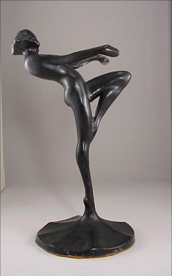 Old FRANKART Art Deco 1922 Nude Figure: FRANKART Art Deco 1922 Nude Figure. Tray holder. Black patina finish in good condition. Lacks original tray. Good condition. Marked with a copyright mark and "1922". Attributed to Frankart. Measures 9