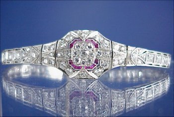 ART DECO Platinum Diamond &Ruby Bracelet