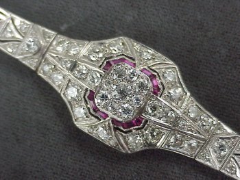 ART DECO Platinum Diamond &Ruby Bracelet - 5