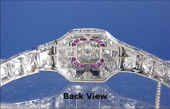 ART DECO Platinum Diamond &Ruby Bracelet - 6