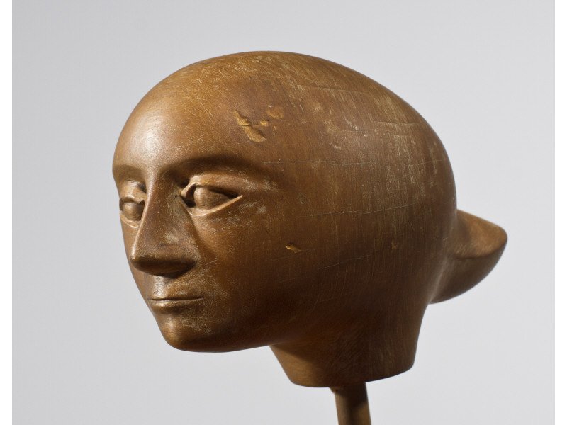 Albert N. Perreta (American, 1921-1982) Sculpture: Albert N. Perreta (American, 1921-1982) Woman's Head Wood Sculpture. The sculpture was hand carved by New York sculptor artist, Albert Nicholas Perretta in the 1940's or 1950's. Included is a photocop