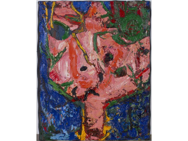 Addison Parks (American 20C) Oil Painting ex LPS estate: Addison Parks (American 20C) " Tulip Head" from his Flowerhead Series. Collection of Leon Polk Smith. The unframed 20" high x 16" wide oil on canvas painting in good condition is titled and signed by