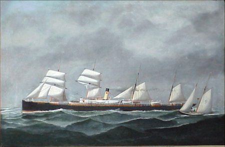 J. H. Mohrmann 1857-1916 Marine Painting: John Henry Mohrmann (1857-1916) American. "The Sail and Steam Ship 'Belgenland'". Oil on canvas. Measures 23 3/4" x 35 5/8". Good condition. The painting was professionally restored and relined over 2