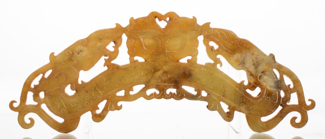 Chinese Antique Carved Soapstone Dragon 7" Pendant: Antique Chinese Carved Soapstone Large Dragon Pendant. Finely carved dragon design. In good condition. Measures 7.5 inches wide and 2.2 inches high.
