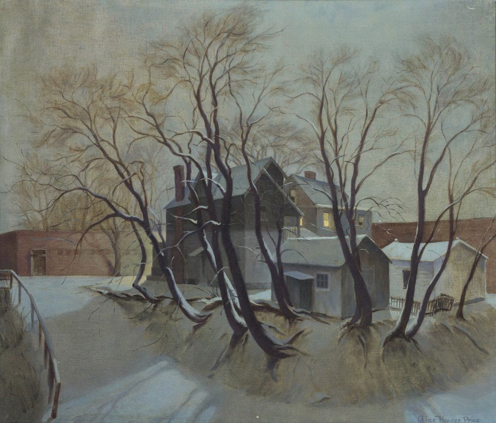 Hendee, Alice Price (American, 1889-1969) Oil Painting: Hendee, Alice Price (American, 1889-1969) Oil Painting. "Nocturne." Oil on linen. Signed lower right Alice Hendee Price. In good condition, with a small white paint droplet lower bottom and middle rig