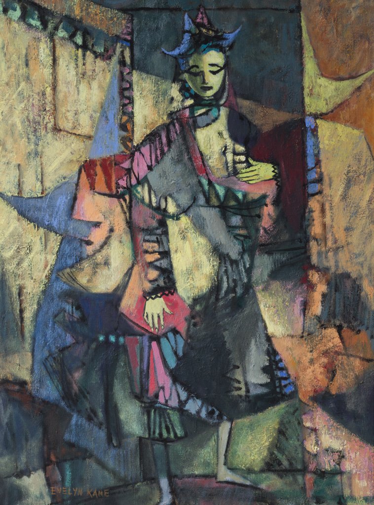 Kane, Evelyn (American, 20th C.) o/c Oil Painting: Kane, Evelyn (American, 20th Century) Oil Painting. “Woman.” Oil on Canvas. Signed lower left Evelyn Kane. In good condition. Measures 23 ” x 18”. Frame measures 26 ” x 20 ”. From Askart.c