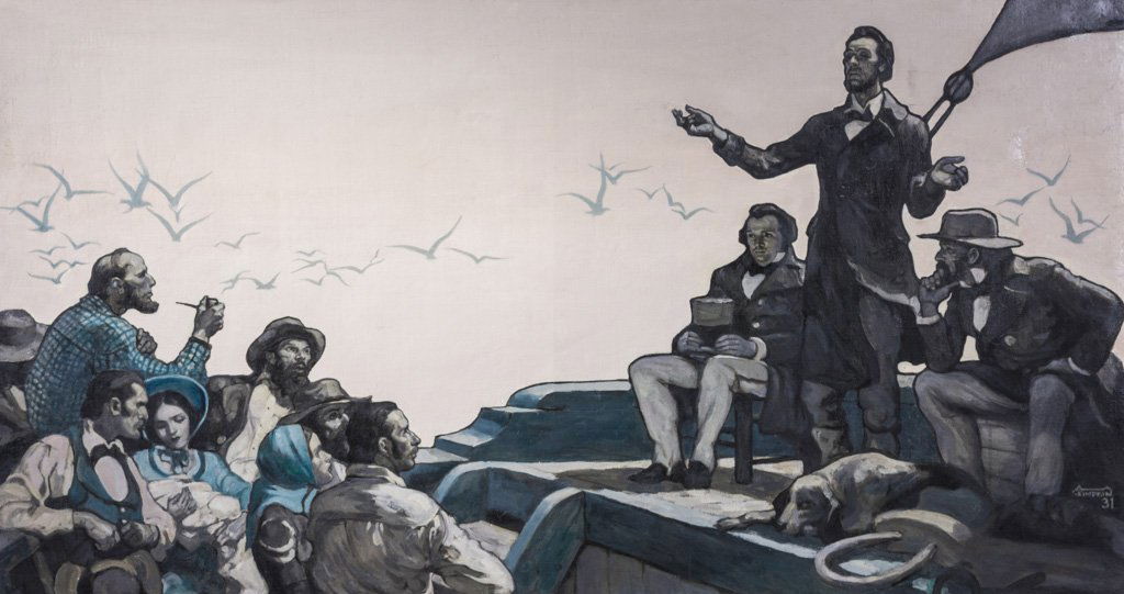 Simpkin, Alfred N. (American, 20C) Lincoln Oil Painting (1 of 8)