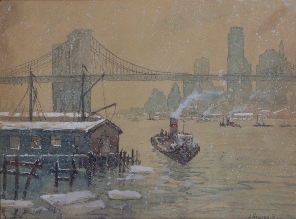 Vanderbilt, Jacob - "Brooklyn Bridge" New York Painting (1 of 5)