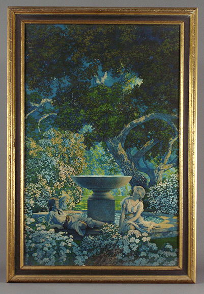 Original Maxfield Parrish Girls at Fountain Print: Old Maxfield Parrish Girls at Fountain PrintMaxfield Parrish "Girls at Fountain" Original Print 1926. This original Maxfield Parrish print is still framed in the original frame with original finished.