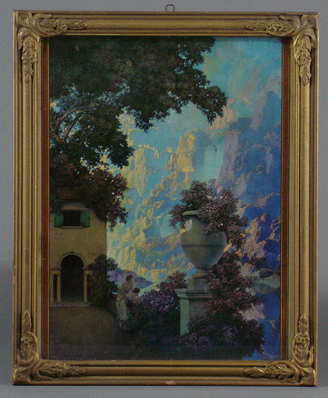 Original Maxfield Parrish Edis Calendar Print: Original Maxfield Parrish Edis Calendar PrintMaxfield Parrish Edison Calendar Original Print. This original Maxfield Parrish print is taken from the top of an Edison Calendar. The print is of two youn